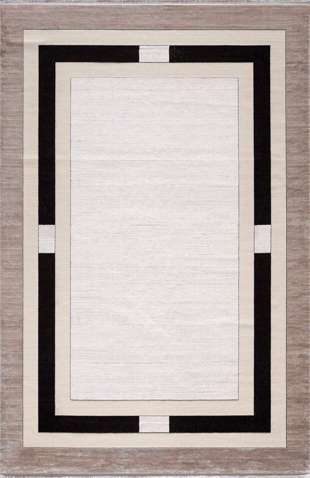 Ariana 6300E Krem Vizon Siyah Pamuk Tabanlı Halı 160x230