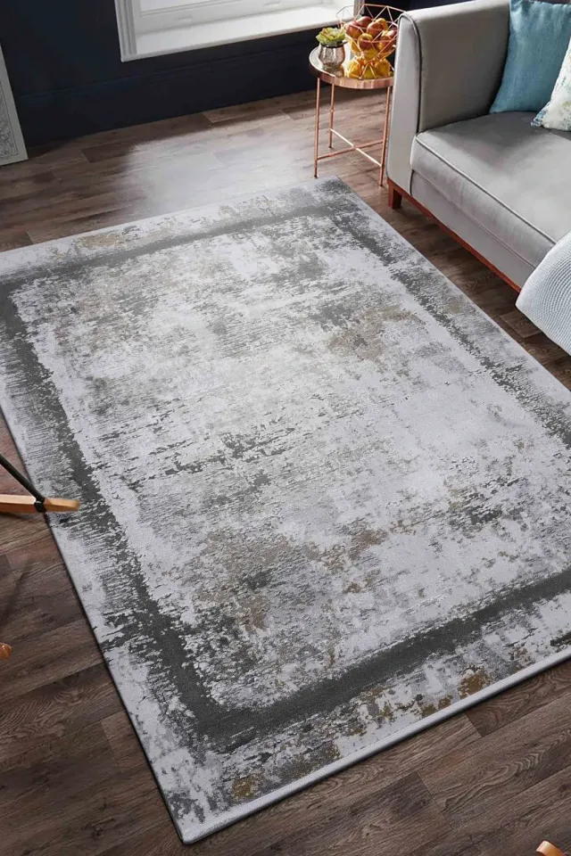 Veranda VE09B Kahve Gri Beyaz Modern Yumuşak Dokulu Halı 80x150