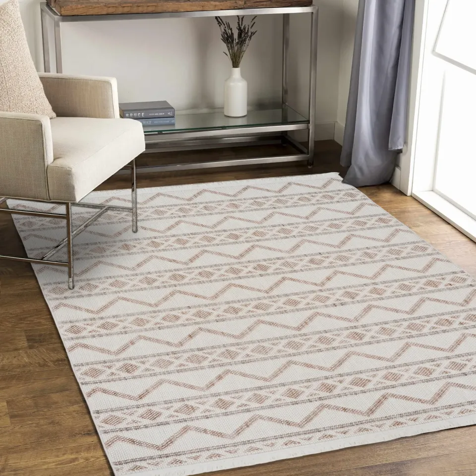 Bohem 384 Mocha Krem Bej İskandinav Halı 80x300