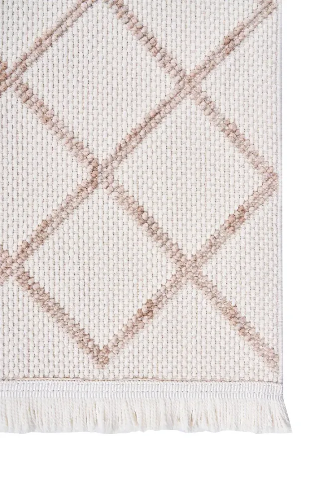 Bohem 386 Wood Krem Bej İskandinav Halı