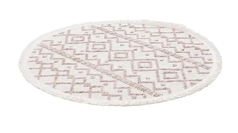 Bohem 386 Wood Krem Bej Yuvarlak İskandinav Halı 133x133