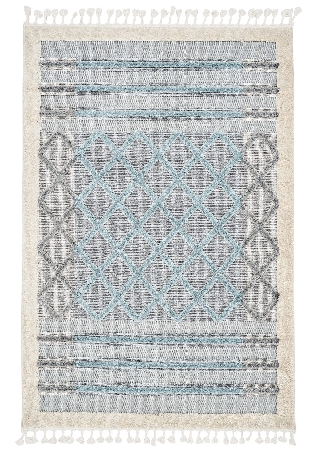 Nordic 497 Gri Bej Mavi İskandinav Halı 160x230