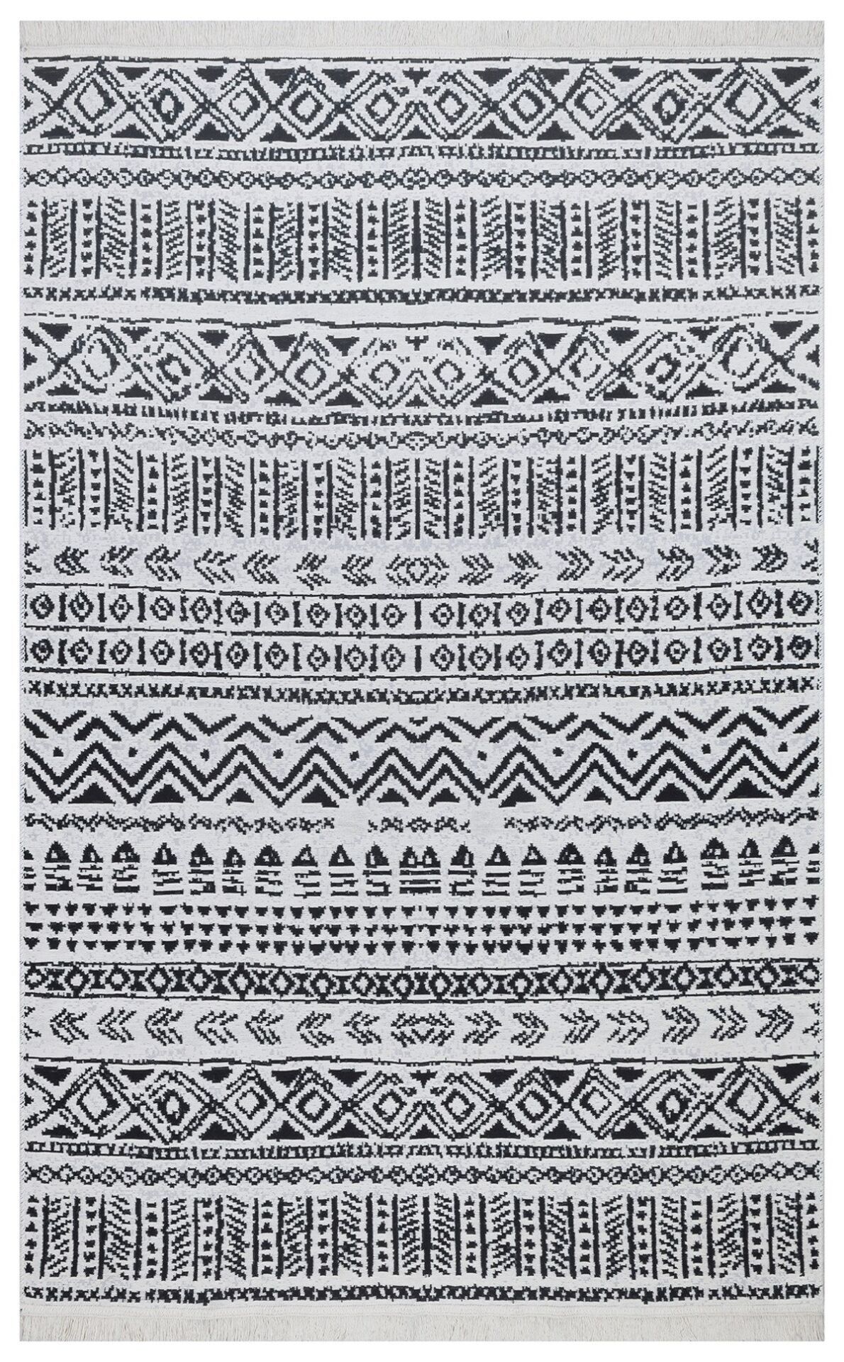 Arya Ar03 Siyah Beyaz Yıkanabilir Çift Taraflı Kilim