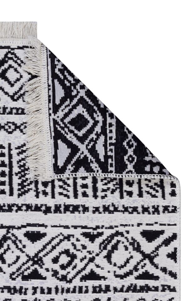 Arya Ar03 Siyah Beyaz Yıkanabilir Çift Taraflı Kilim