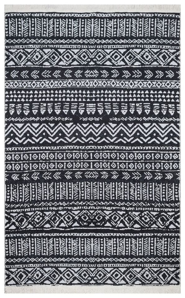 Arya Ar03 Siyah Beyaz Yıkanabilir Çift Taraflı Kilim