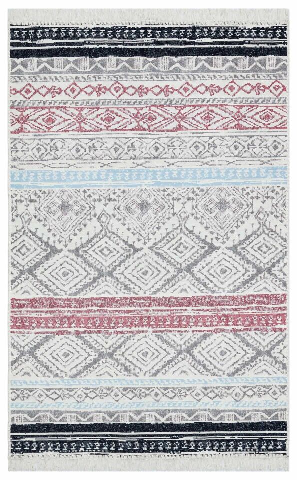 Arya Ar04 Pembe Mavi Yıkanabilir Çift Taraflı Kilim