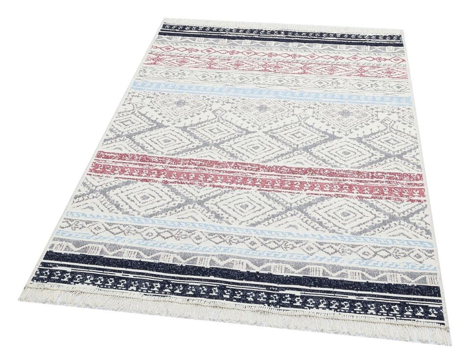 Arya Ar04 Pembe Mavi Yıkanabilir Çift Taraflı Kilim