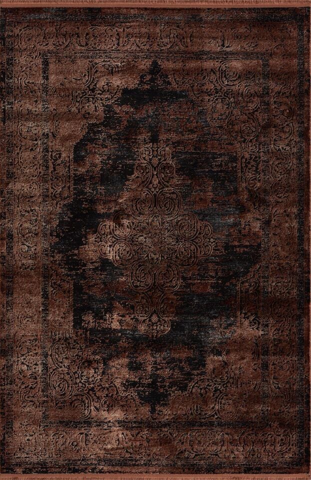 Prag 001K Kiremit Siyah Akrilik Halı