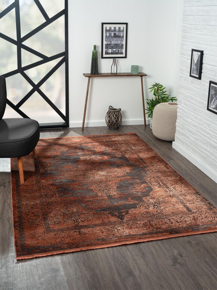 Prag 001K Kiremit Siyah Akrilik Halı